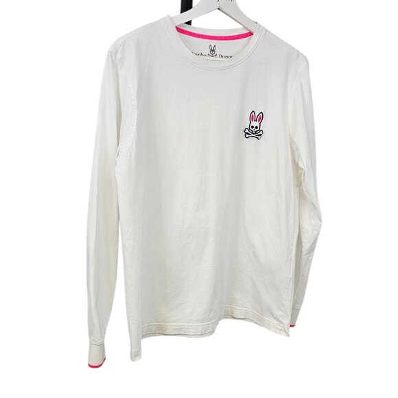 Psycho Bunny Mens White Fiske Tipped Logo Crew Neck Long Sleeve Shirt, 4 / Small - Picture 2 of 10